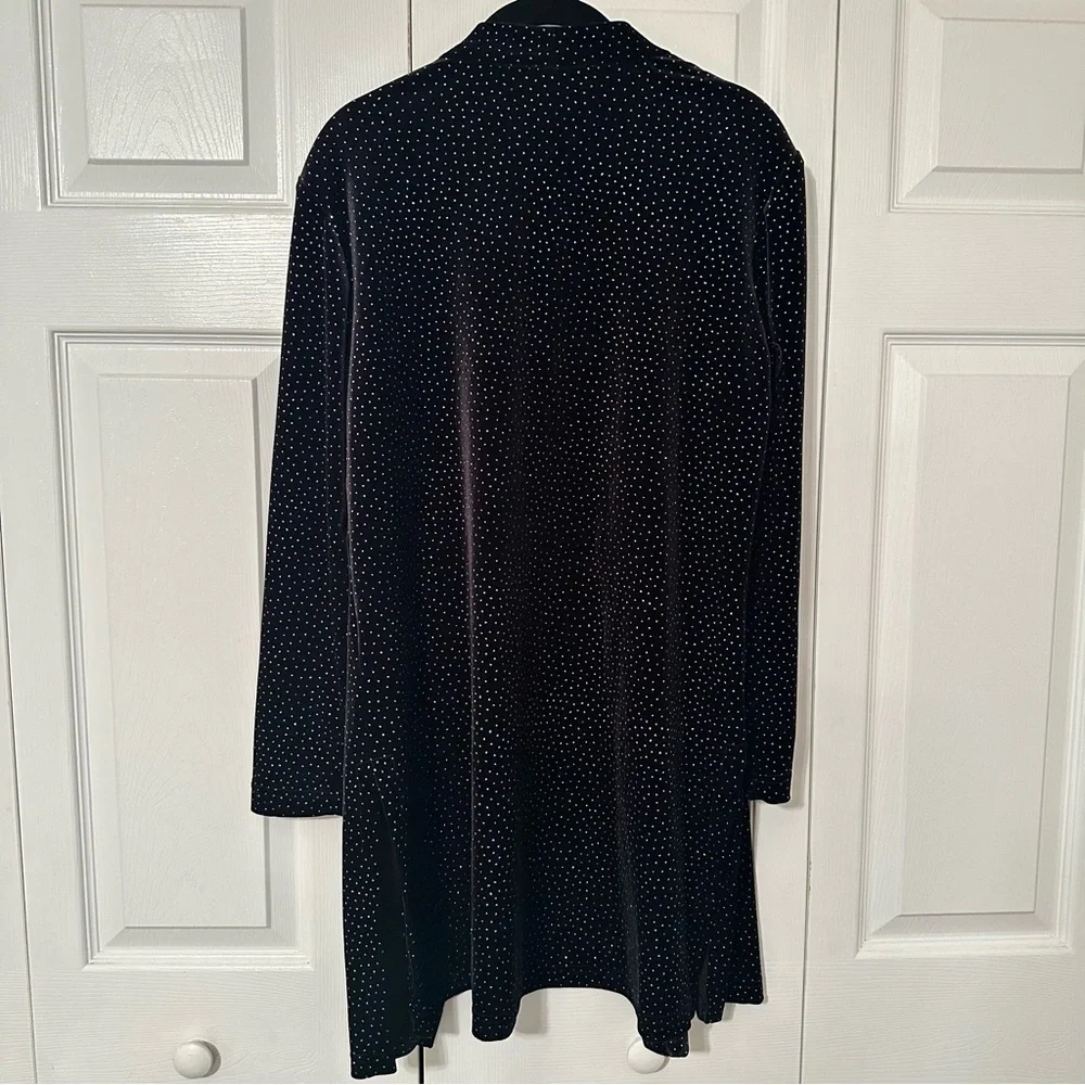 Vtg Ronni Nicole Jacket Womens 12 Black Velvet Open Duster Long Sleeve Studded
